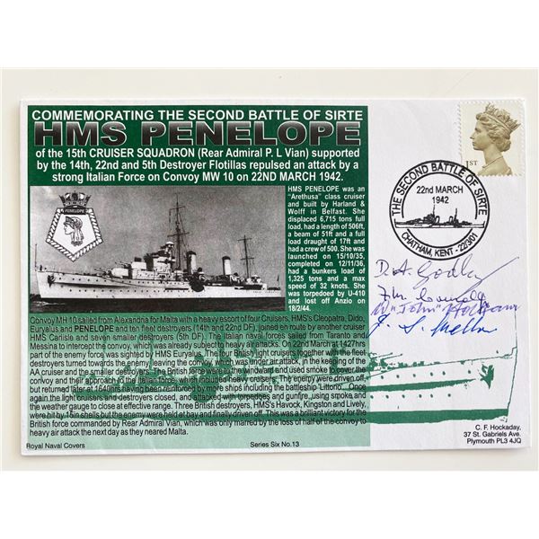 WWII Second Battle of Sirte HMS Penelope Multi Signed Commemorative Cover