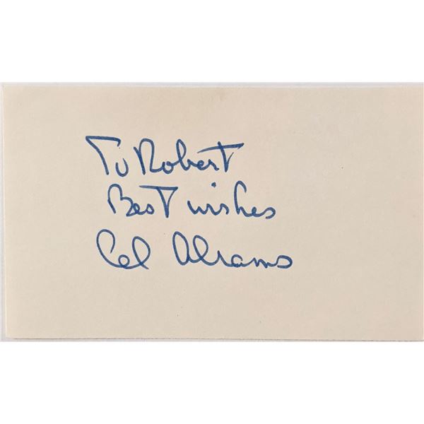 Sportswriter Al Abrams signed note