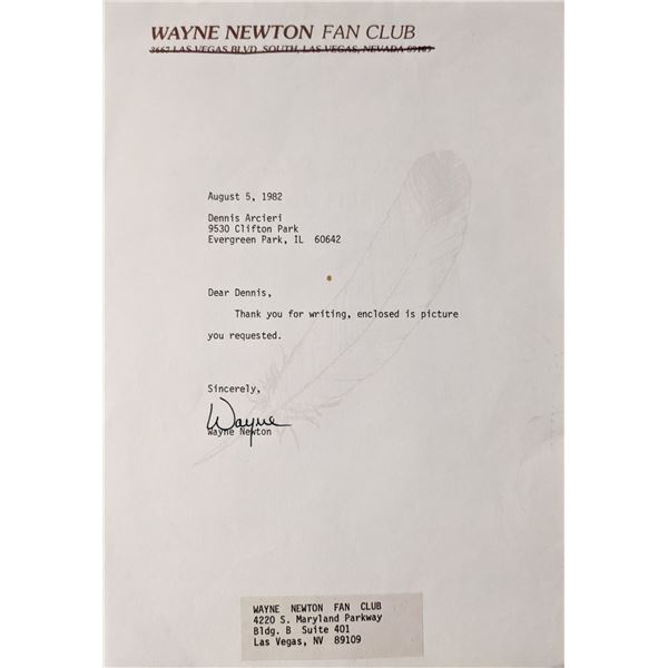 Wayne Newton signed letter