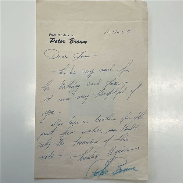 Peter Brown signed letter