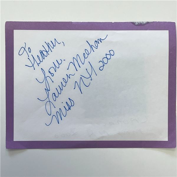 Miss New Hampshire Lauren Meehan signed note