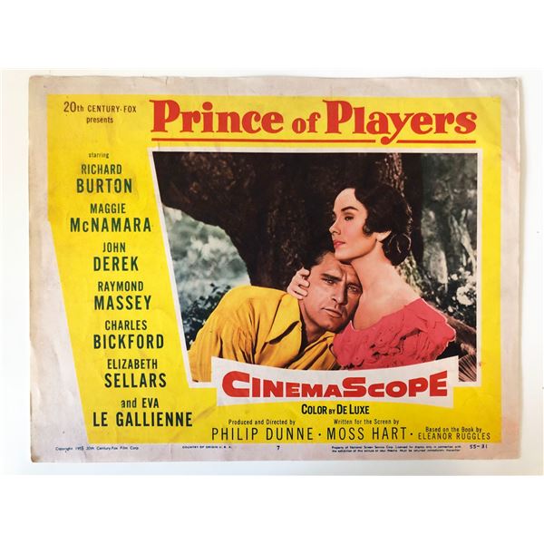 Prince of Players  original 1955 vintage lobby card