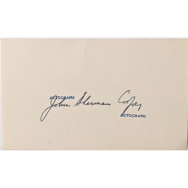 Kentucky Senator John Sherman Cooper autograph