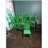 Image 2 : Qty 16 Green Bar Height Stools & 2 Dining Chairs