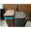 Image 2 : Qty 200 Plastic Food Serving Trays 16" x 12" & 17.5" x 14" w/ Cart