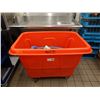 Image 2 : Rolling Orange Bin Marked KOI w/ Misc Hoses 46" x 28" x 34"H
