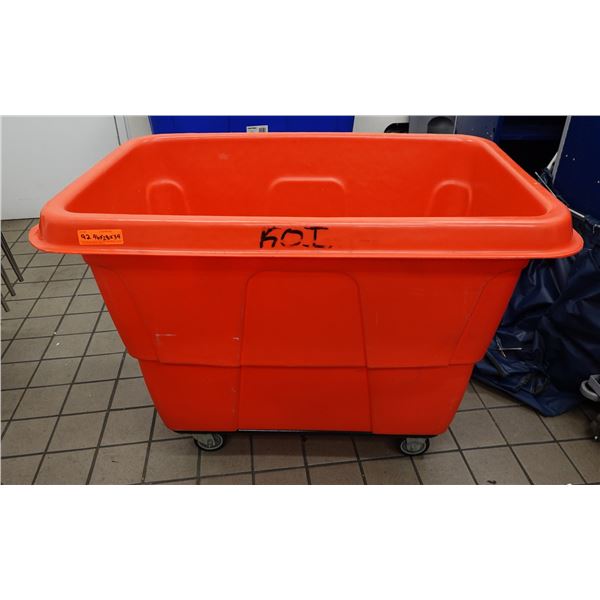 Rolling Orange Bin Marked KOI 46" x 28" x 34"H