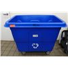 Image 1 : Rolling Blue Recycle Bin Marked KOI 46" x 30" x 38"H