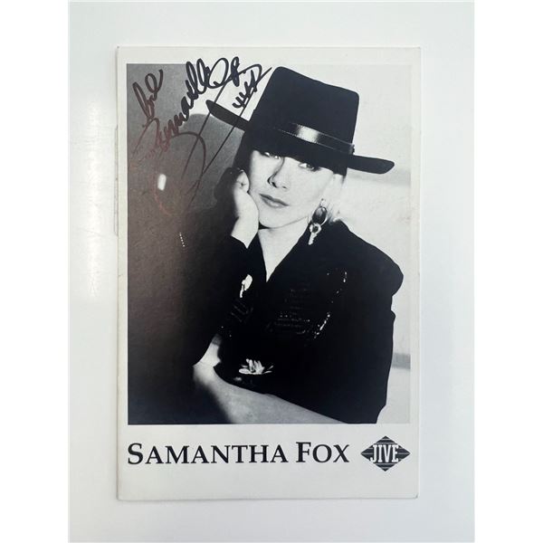 Model Samantha Fox signed postcard