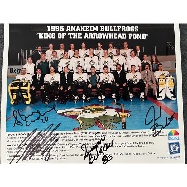 1995 Anaheim Bullfrogs signed team photo