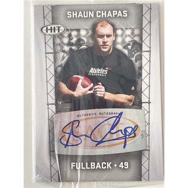Shaun Chapas signed 2011 Sage Hit #29 trading card
