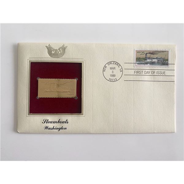 Steamboats Washington Gold Stamp Replica First Day Cover