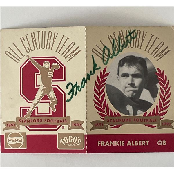 Stanford Football Frankie Albert signed 1991 trading card