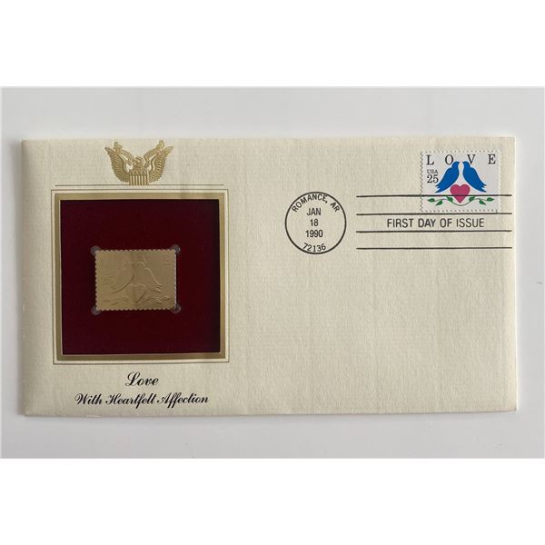 Love with Heartfelt Affection Gold Stamp Replica First Day Cover