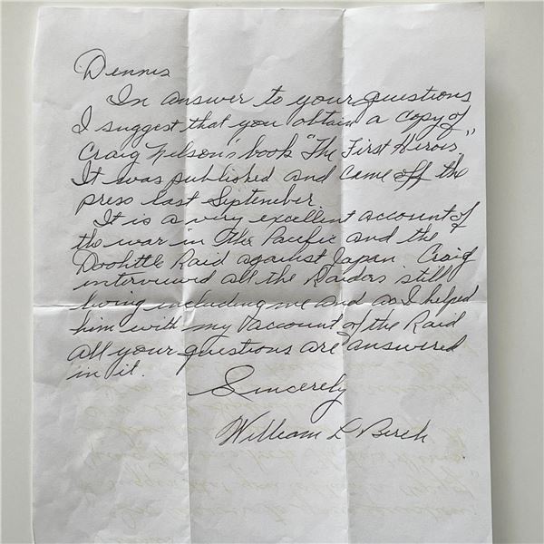WWII USAAF 2nd Lt. William Birch signed letter