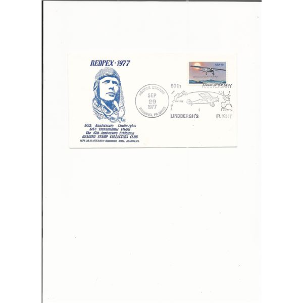 50th Anniversary Lindbergh's Solo Trans-Atlantic Flight - First Day Cover - Reading, PA 1977