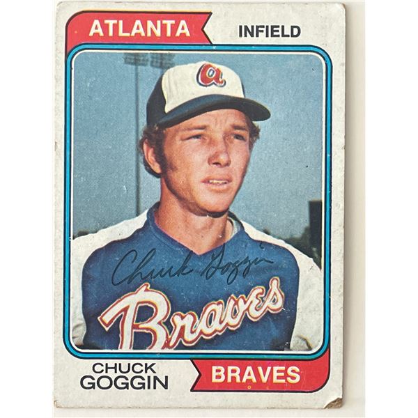 Atlanta Braves Chuck Goggin signed 1974 Topps trading card
