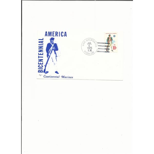Bicentennial America - Continental Marines - U.S.S. California - First Day Cover - 1975