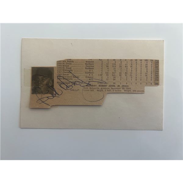 Rick Monday signed newspaper clipping