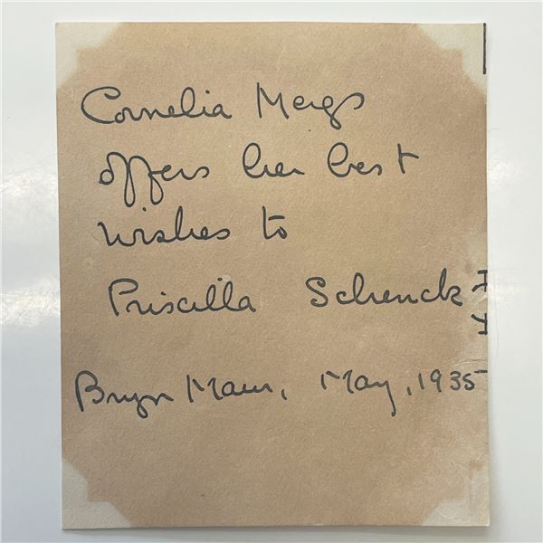 1935 Cornelia Meigs signed note