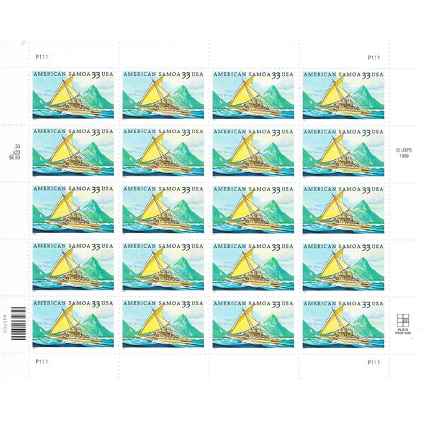 American Samoa USA Stamp Sheet