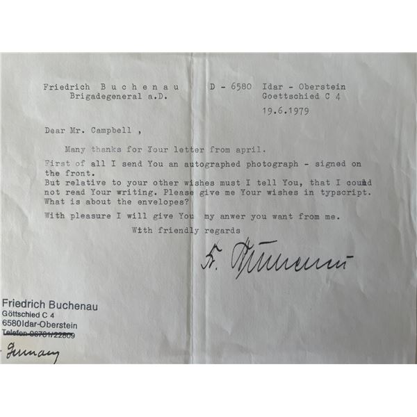 Friedrich Buchenau signed note