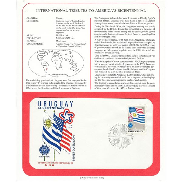 Uruguay - International Tributes to America's Bicentennial FDC
