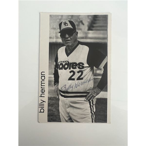 San Diego Padres Billy Herman signed baseball card