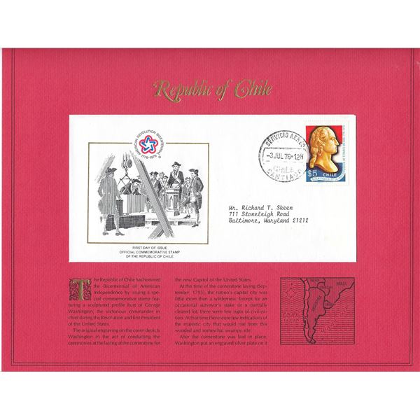 Republic of Chile - American Bicentennial Commemorative FDC