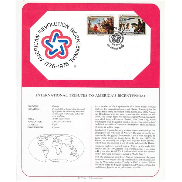 Rwanda - International Tributes to America's Bicentennial FDC