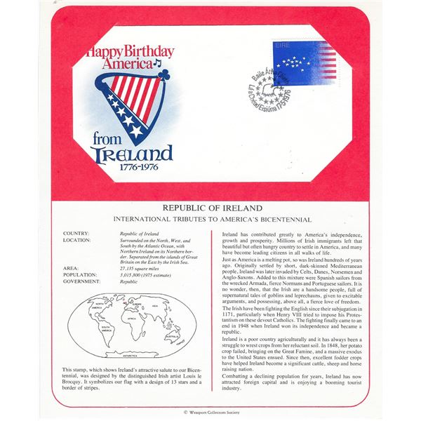 Republic of Ireland - International Tributes to America's Bicentennial FDC
