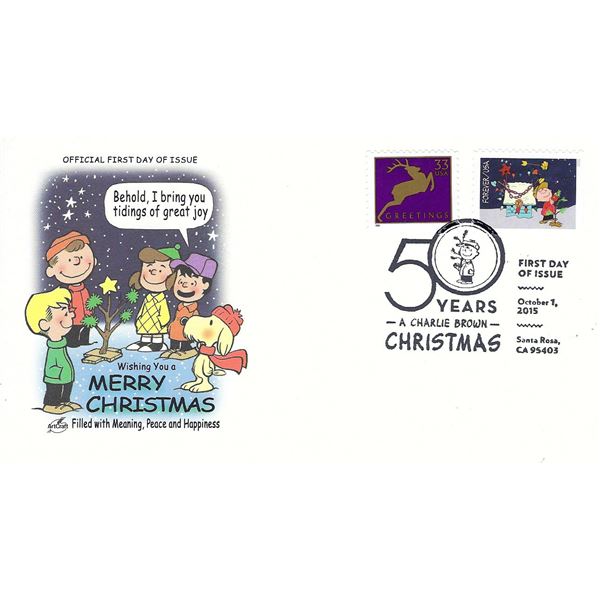 Wishing You a Merry Christmas - A Charlie Brown Christmas 50 Years Celebration FDC