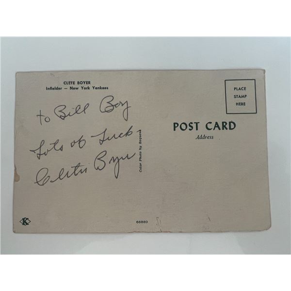 New York Yankees Clete Boyer signed postcard