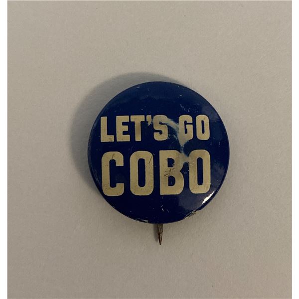 Let's go Cobo vintage campaign pin
