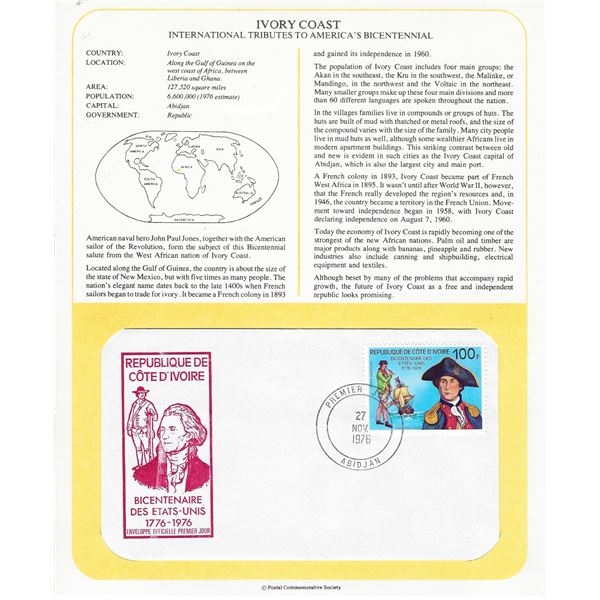 Ivory Coast - International Tributes to America's Bicentennial FDC