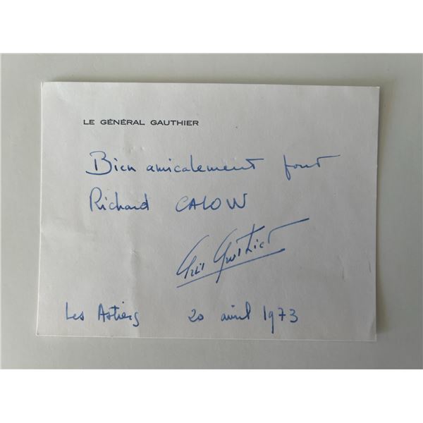 Jean-Robert Gauthier signed note
