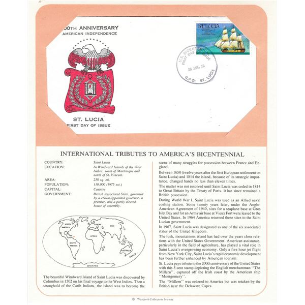 Saint Lucia - International Tributes to America's Bicentennial FDC