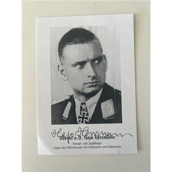 WWII pilot Hajo Herrmann signed photo