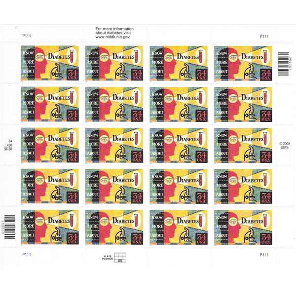 Know More About Diabetes USA Stamp Sheet