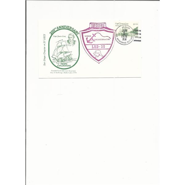 U.S.S. Anchorage - First Day Cover - Captain Cook 200th Anniversary - 1978