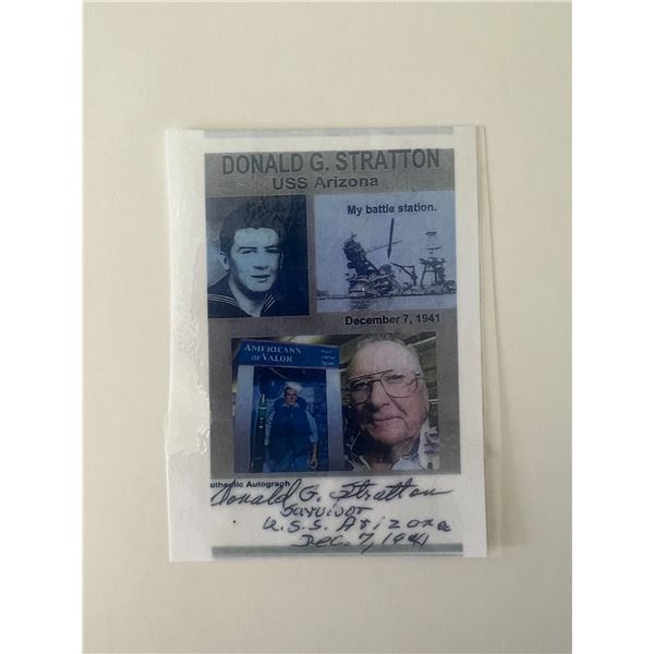 USS Arizona survivor Donald Stratton signed photo