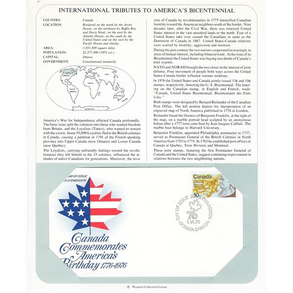 Canada - International Tributes to America's Bicentennial FDC