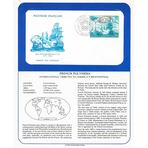 French Polynesia - International Tributes to America's Bicentennial FDC