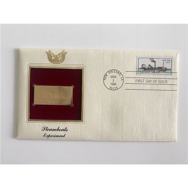 Steamboats Experiment Gold Stamp Replica First Day Cover
