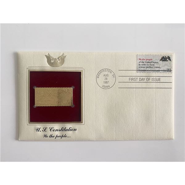 U.S. Constitution We the People Gold Stamp Replica First Day Cover