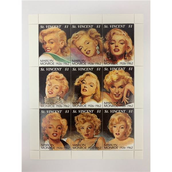 Marilyn Monroe St. Vincent stamp sheet