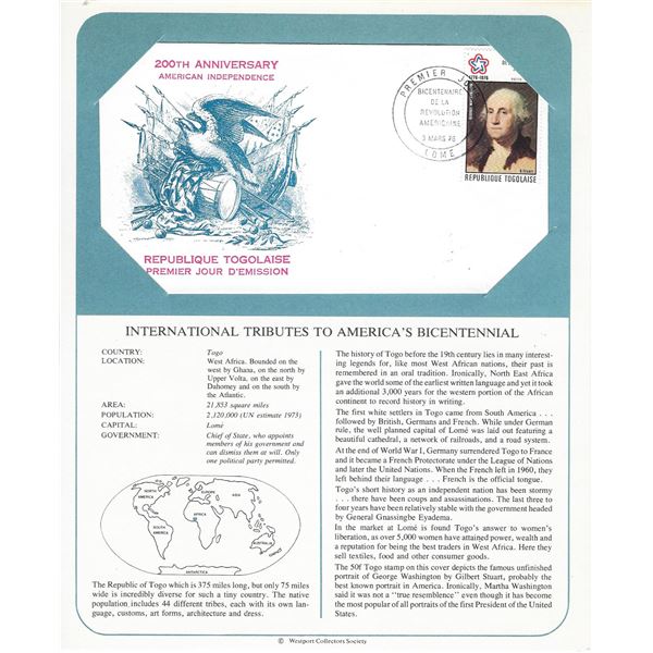 Togo - International Tributes to America's Bicentennial FDC