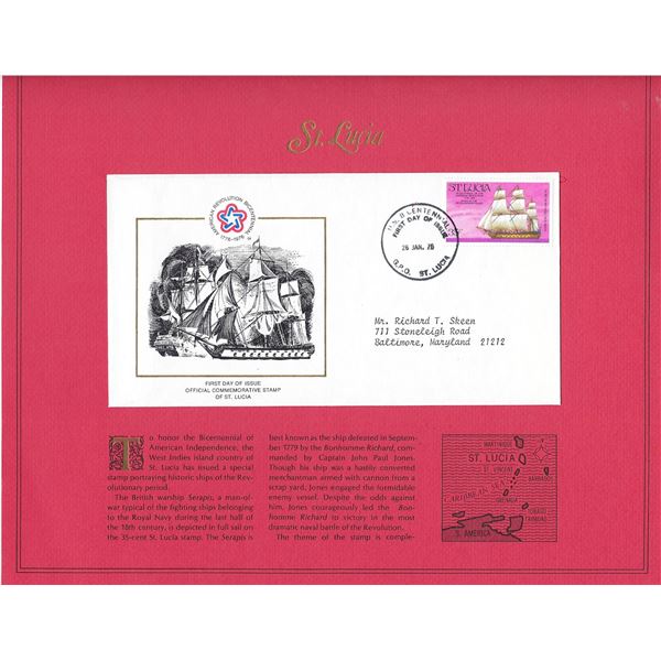 St. Lucia - American Bicentennial Commemorative FDC