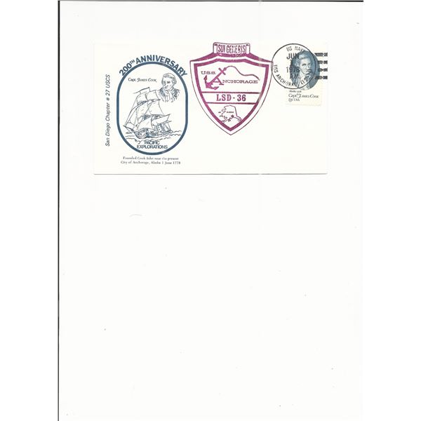 U.S.S. Anchorage - First Day Cover - Captain Cook 200th Anniversary - 1978