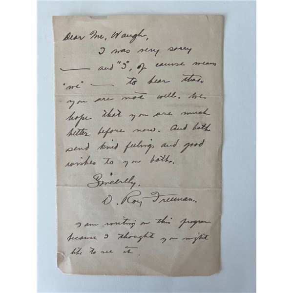 Military director D. Roy Freeman signed letter